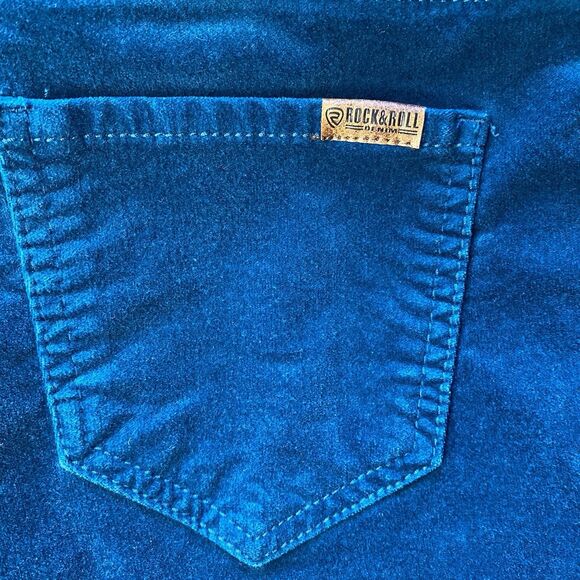 Rock And Roll Denim Velvet Bell Bottom Pants. Sapphire. Size 27/33. Festival. - Picture 2 of 12